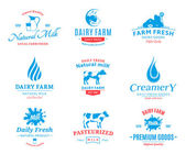 Set von Vektormilch-Logos, Etiketten und Designelementen