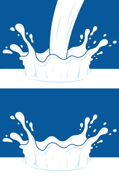 Leche, yogur o crema. Mancha blanca sobre fondo azul — Vector de stock