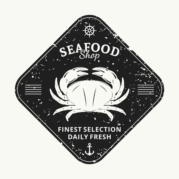 Templat label makanan laut bergaya retro - Stok Vektor