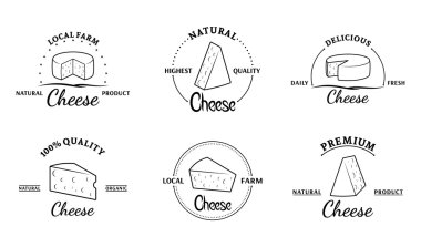 Set of Vector Cheese Labels and Design Elements