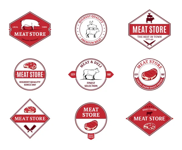 Etiquetas de la tienda de carne y elementos de diseño — Vector de stock