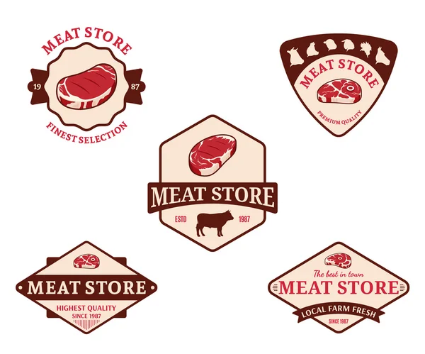 Etiquetas de la tienda de carne y elementos de diseño — Archivo Imágenes Vectoriales