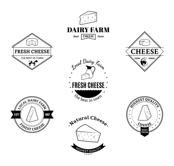 Set of Vector Cheese Labels and Design Elements — Stock Vector