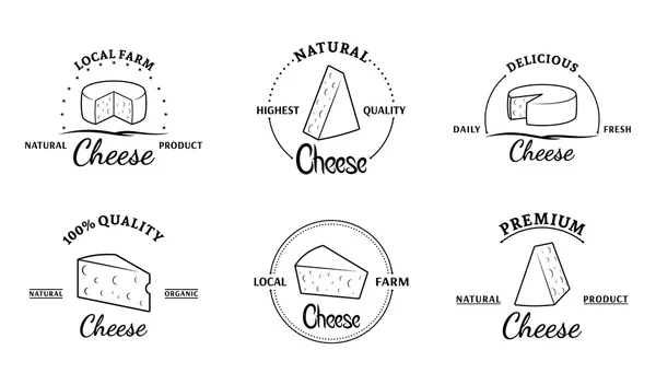 Set of Vector Cheese Labels and Design Elements — Stock Vector