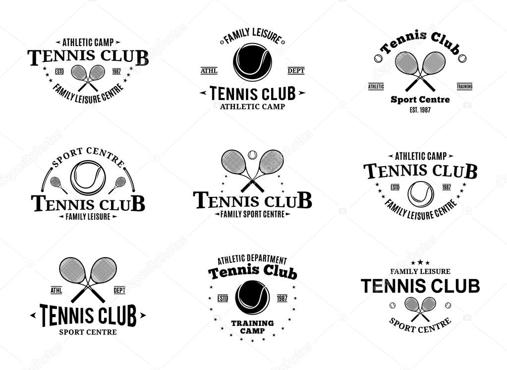 Tennis club logo, labels, icons and design elements