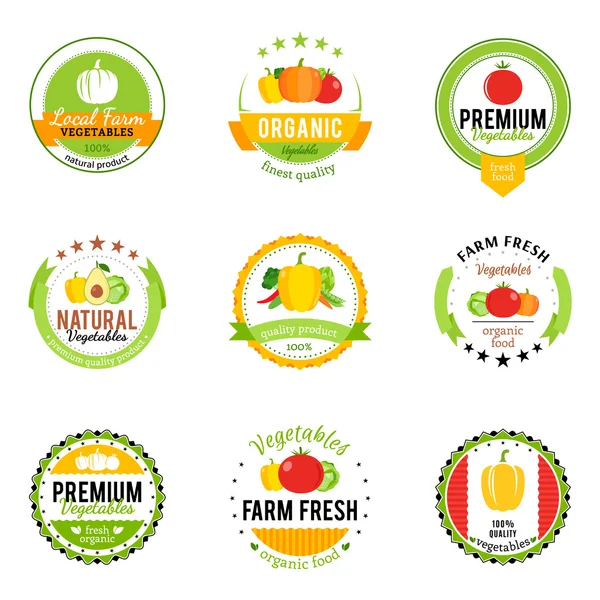 Logos, Etiquetas y Elementos de Diseño de Verduras — Vector de stock