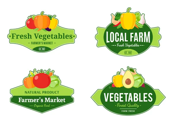 Vintage Vegetables Logos and Design Elements Grafik Vektor