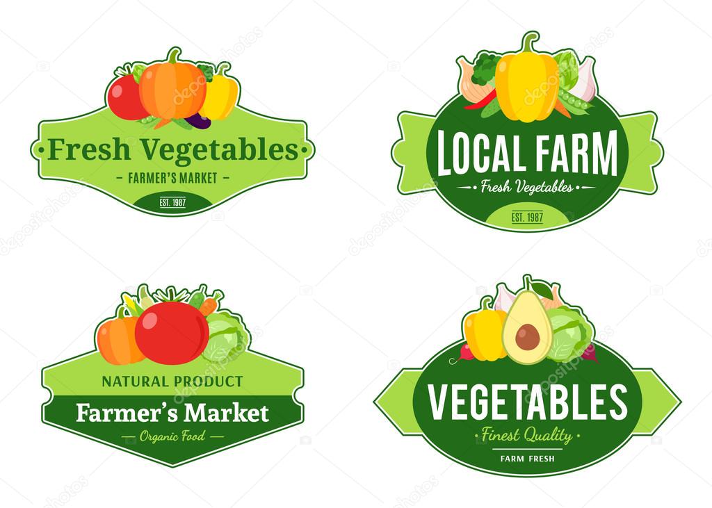 Vintage Vegetables Logos and Design Elements