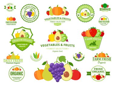 Meyveler ve Sebze Logoları, Etiketler, Meyveler ve Sebze Simgeleri