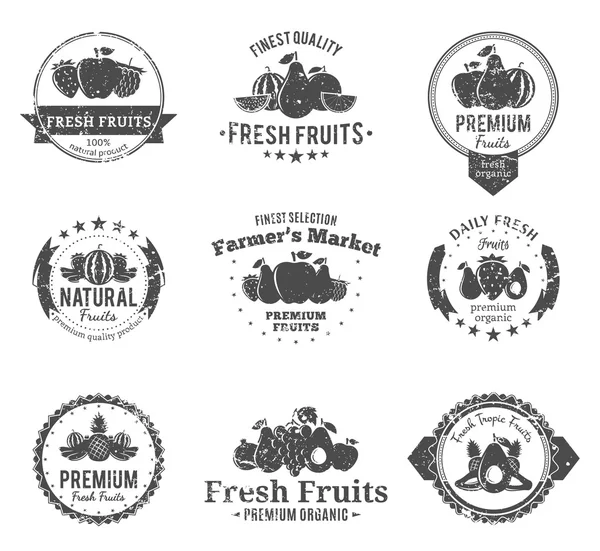 Logotipos de frutas, rótulos e elementos de design —  Vetores de Stock