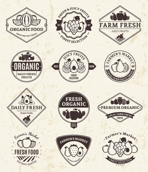 Logotipos de frutas, rótulos e elementos de design —  Vetores de Stock