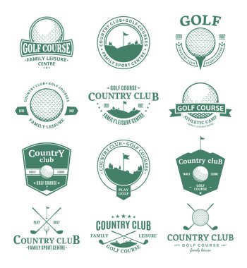 Golf Kulübü logosu, etiketleri ve tasarım öğeleri