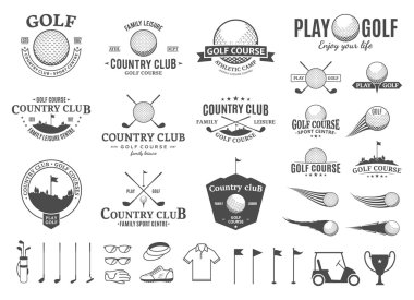 Golf Kulübü logosu, etiketleri, simgeler ve tasarım öğeleri