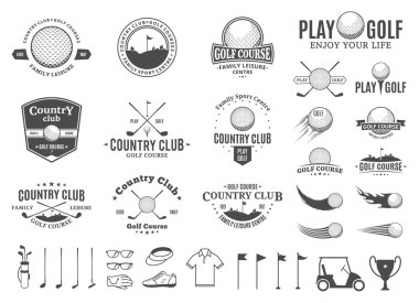 Golf Kulübü logosu, etiketleri, simgeler ve tasarım öğeleri