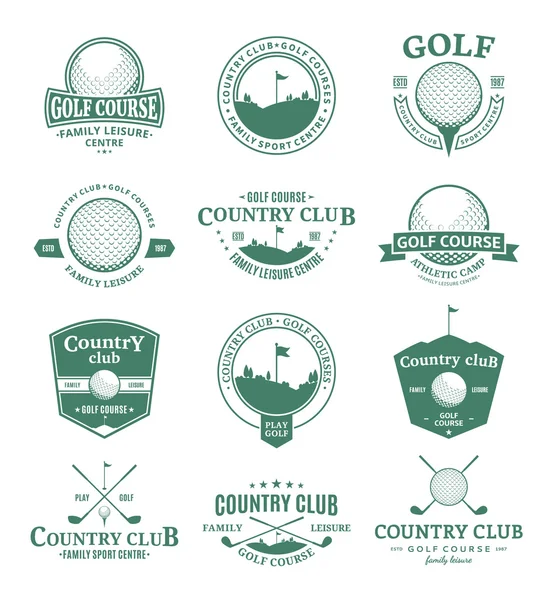 Логотип гольф заміського клубу, етикетки та елементи дизайну — стоковий вектор