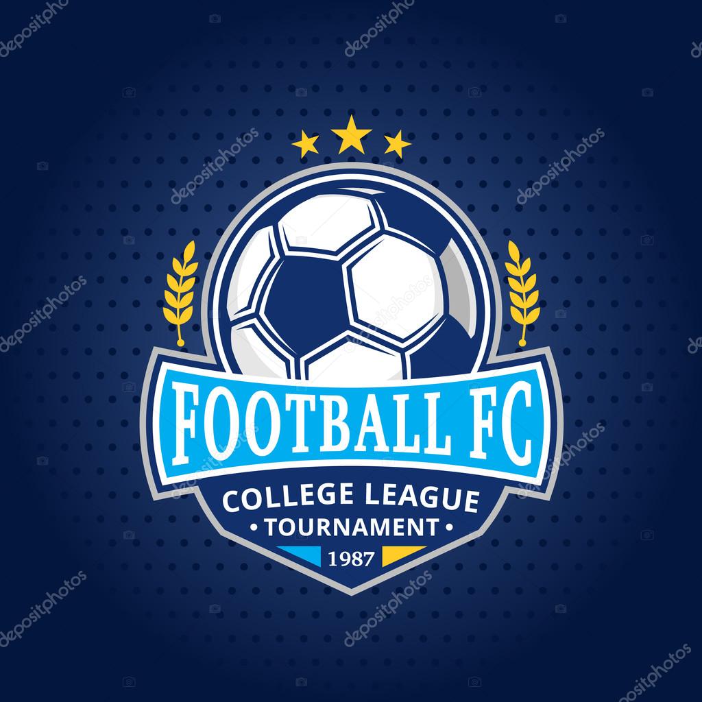 Soccer footbal club logo template. Soccer football label with sample text. Soccer football icon for sport tournaments and organizations. Sport team identity.