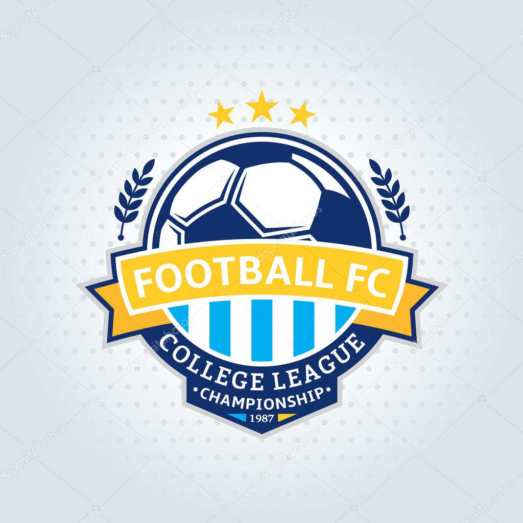 Soccer footbal club logo template. Soccer football label with sample text. Soccer football icon for sport tournaments and organizations. Sport team identity.