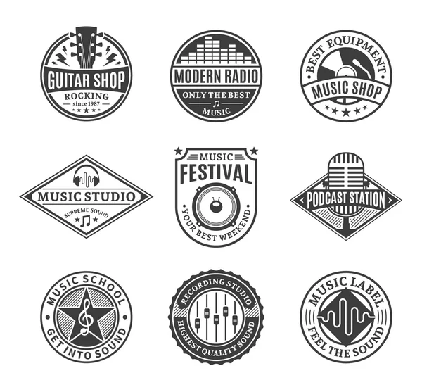 Vektör müzik Logo, simgeler ve tasarım öğeleri kümesi