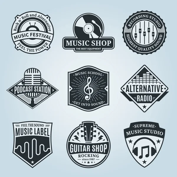 Set di Logo della Musica Vettoriale, Icone ed Elementi di Design — Vettoriale Stock