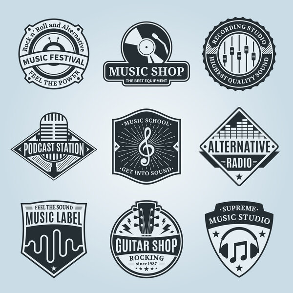 Set of Vector Music Logo, Icons and Design Elements
