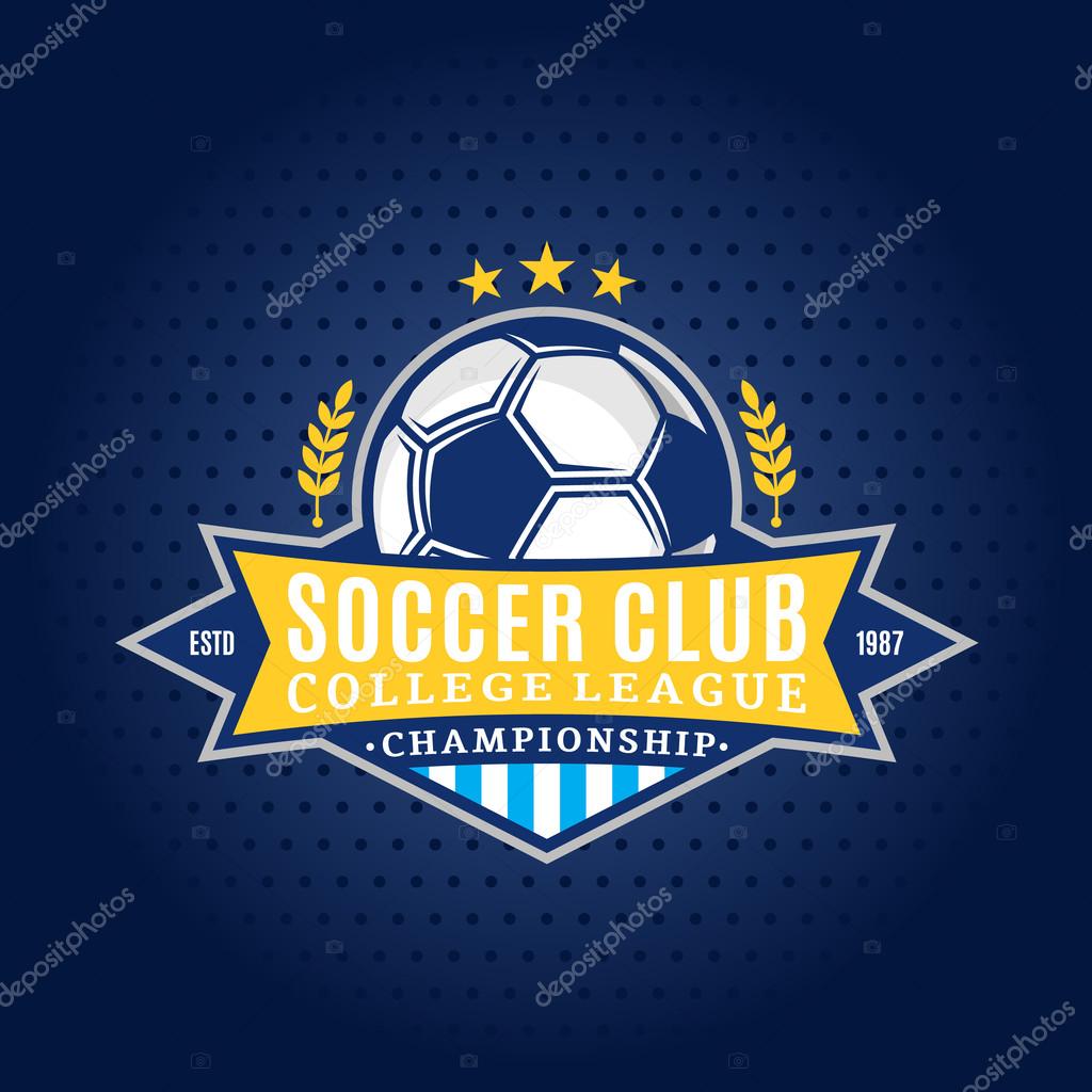 Soccer football club logo template. Soccer football label with sample text. Soccer football icon for sport tournaments and organizations. Sport team identity.