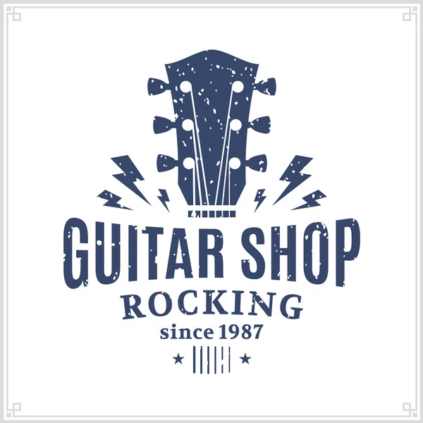 Logo de la tienda de guitarra — Vector de stock