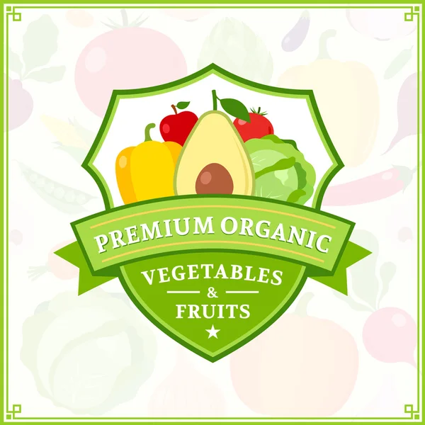 과일 및 야채 로고, 과일 및 야채 아이콘 및 디자인 요소 — 스톡 벡터