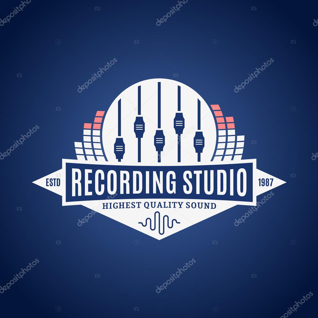 Recording studio logo template. Music icon for audio recording, branding and identity.