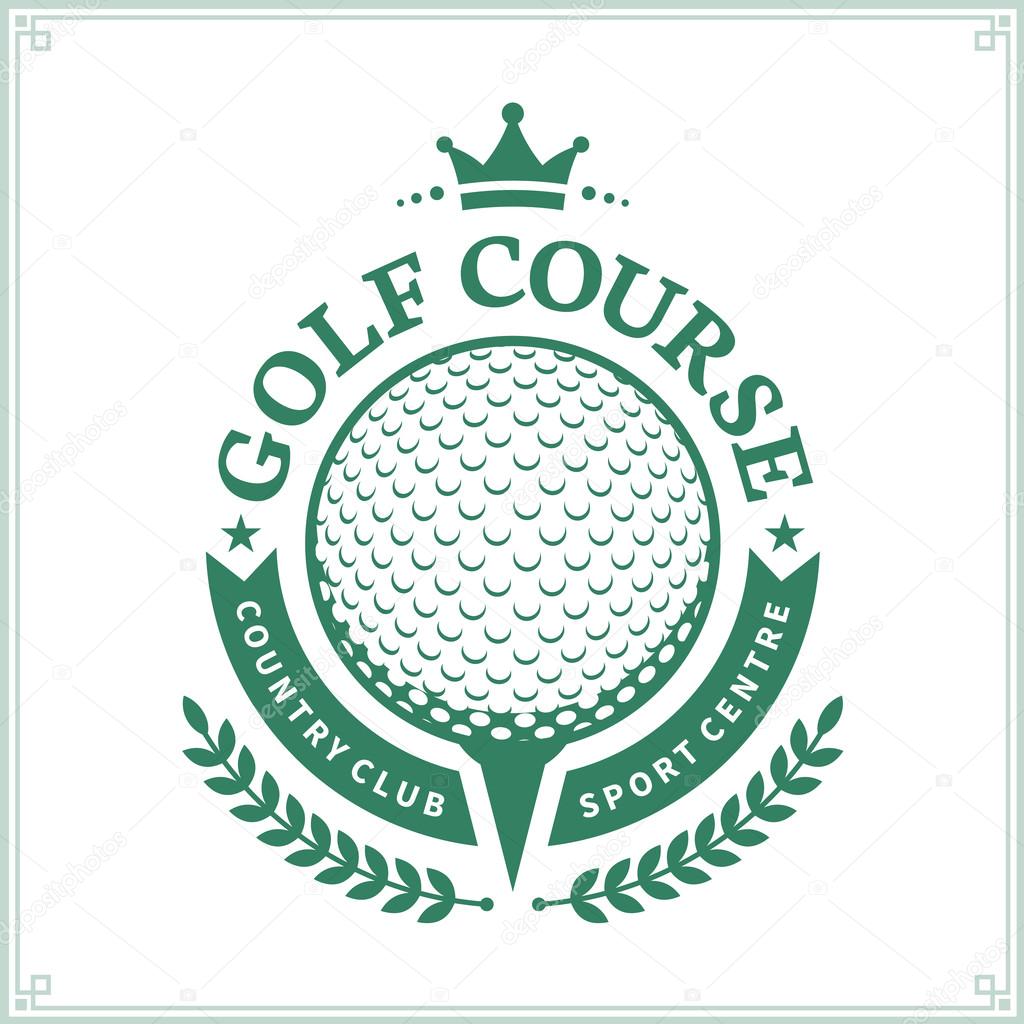Golf country club logo template. Golf label with sample text. Golf icon for golf tournaments, organizations and golf country clubs. Vector logotype design