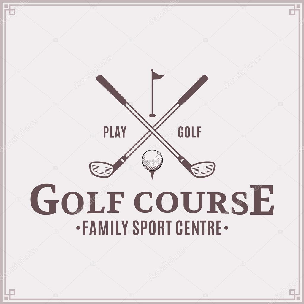 Golf country club logo template. Golf label with sample text. Golf icon for golf tournaments, organizations and golf country clubs. Vector logotype design