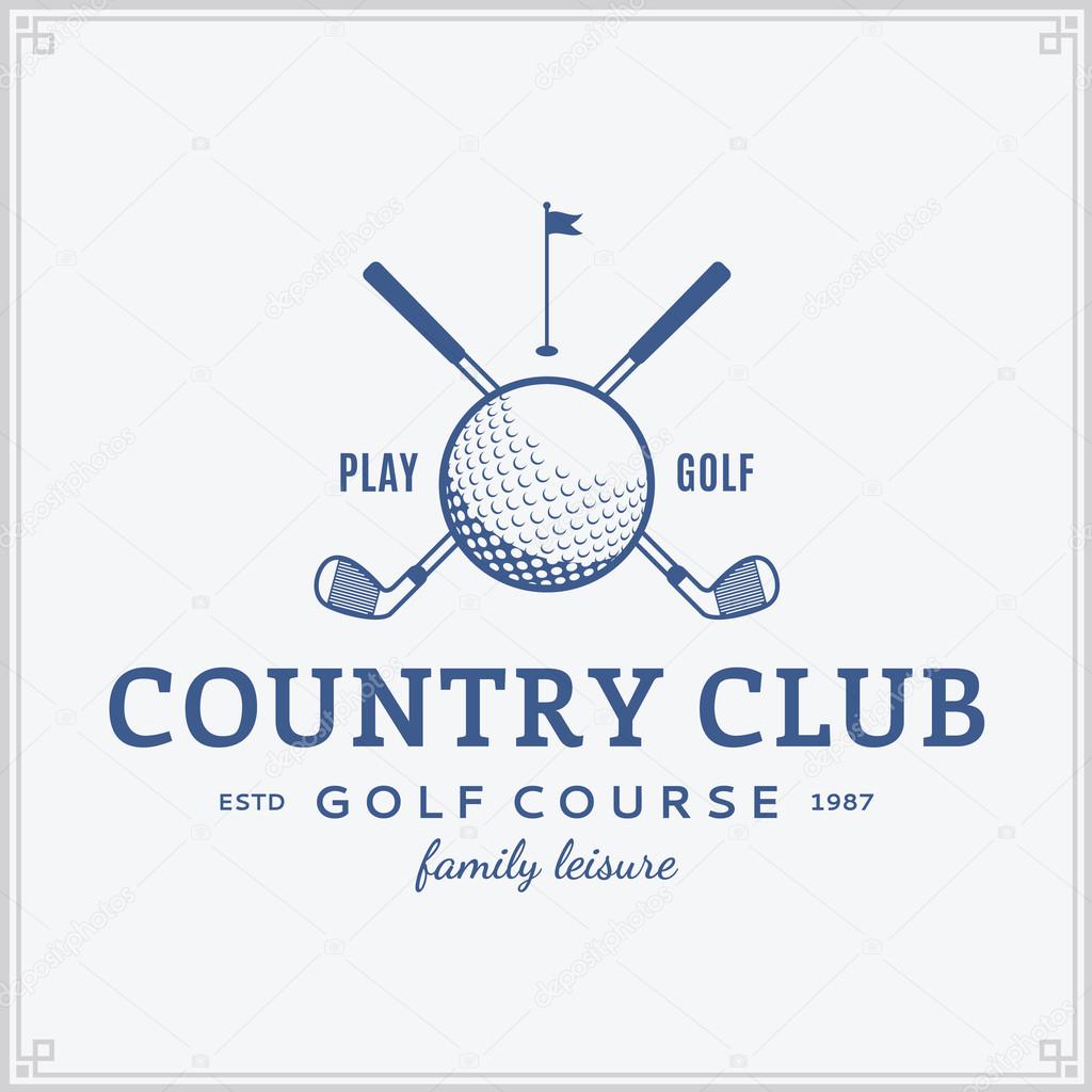 Golf country club logo template. Golf label with sample text. Golf icon for golf tournaments, organizations and golf country clubs. Vector logotype design