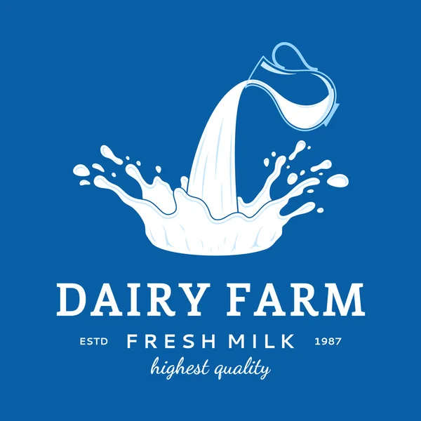 Ikona mleka. Mleka, jogurtu lub śmietany Blot. Szablon Logo mleko — Wektor stockowy