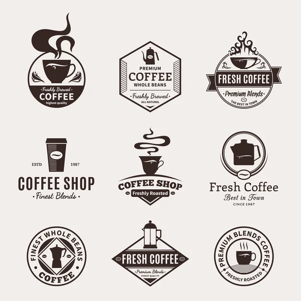 Conjunto de Etiquetas Vector Coffee Shop, Ícones e Elementos de Design — Vetor de Stock