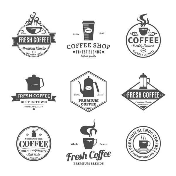 Conjunto de Etiquetas Vector Coffee Shop, Ícones e Elementos de Design — Vetor de Stock