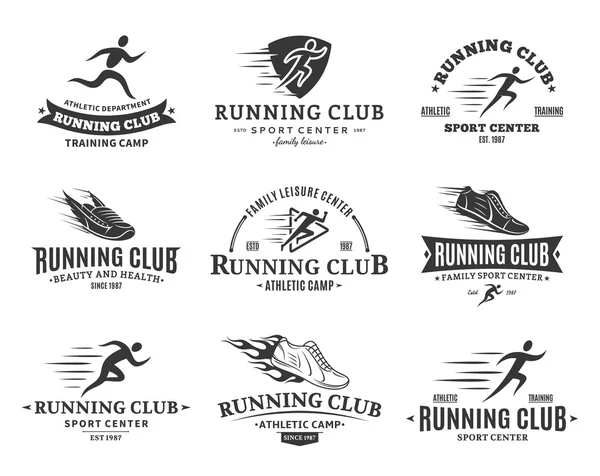 Logo, iconos y elementos de diseño de Running Club — Vector de stock