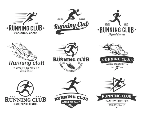 Logo, iconos y elementos de diseño de Running Club — Vector de stock