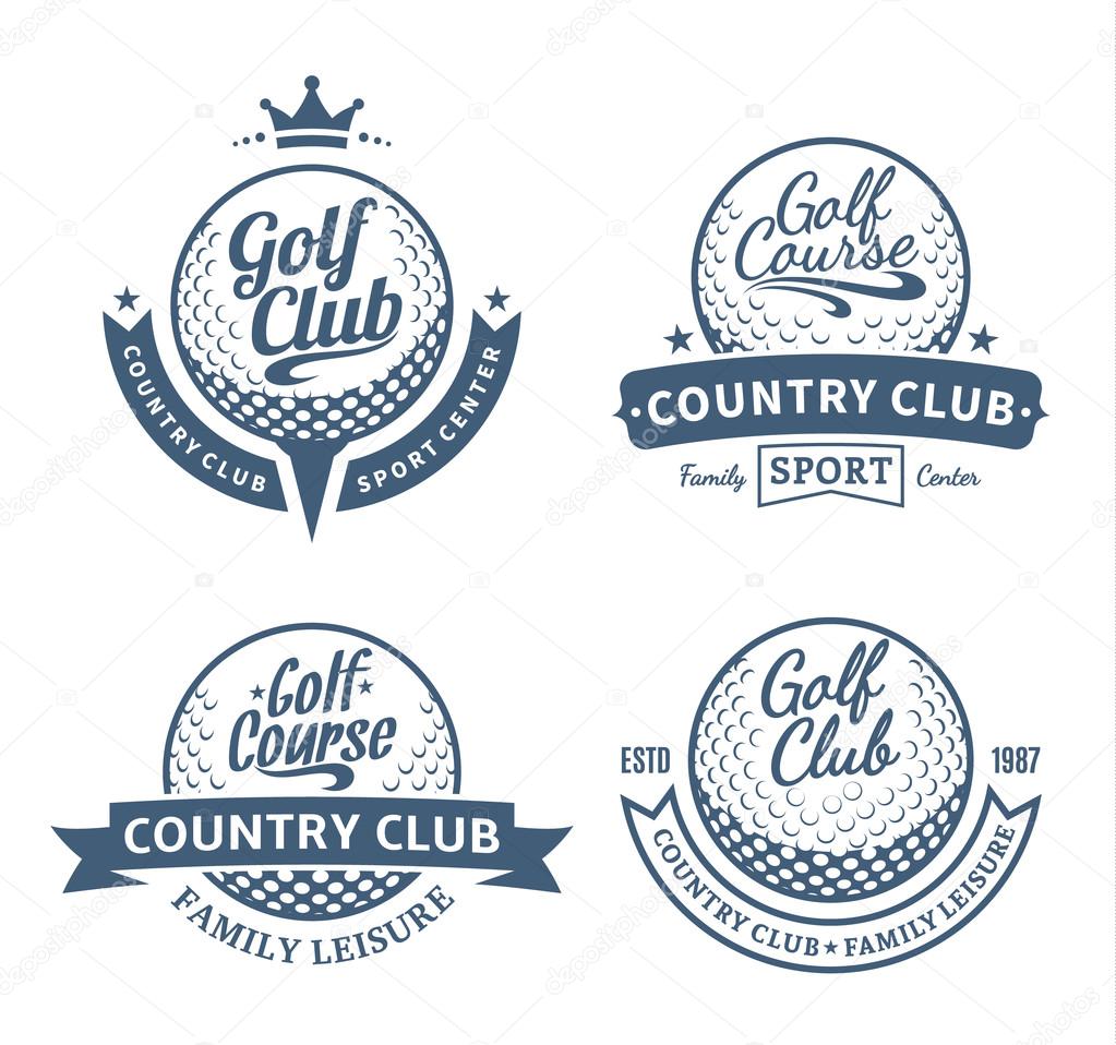 Set of golf country club logo templates. Golf labels with sample text. Golf icons for golf tournaments, organizations and golf country clubs. Vector logotype design.