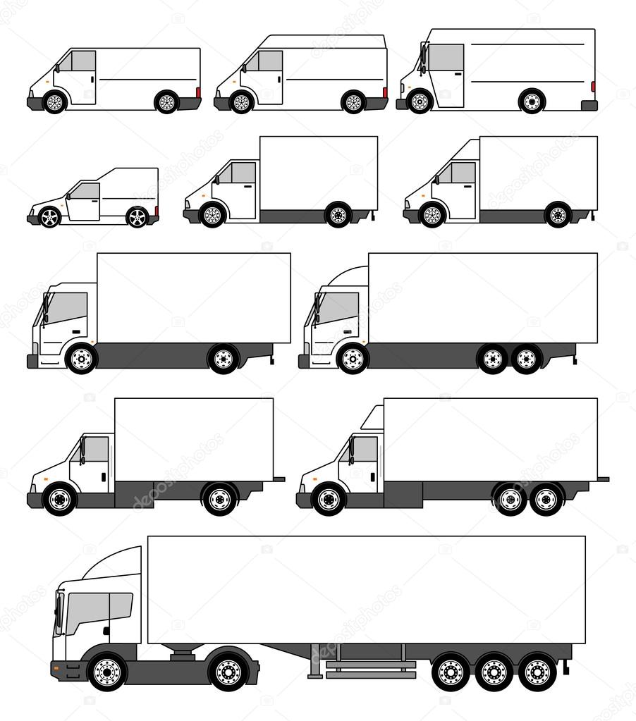 Set of vector delivery cars icons