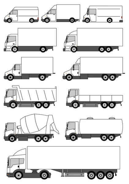 Conjunto de iconos de camiones vectores — Archivo Imágenes Vectoriales