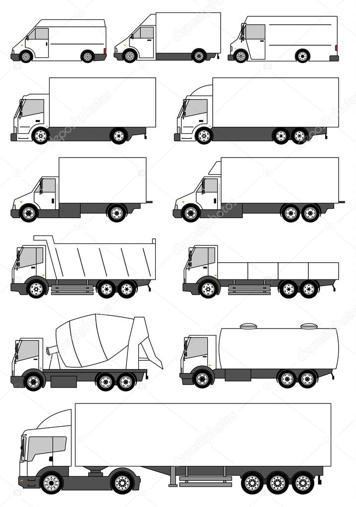 Set of vector trucks icons