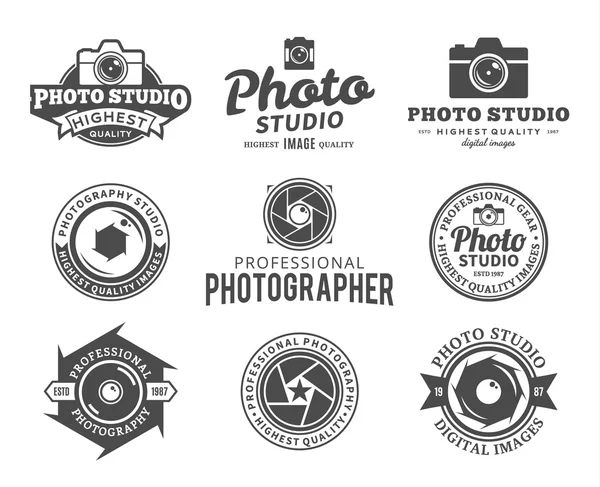 Logo des Fotostudios, Etiketten, Symbole und Gestaltungselemente — Stockvektor