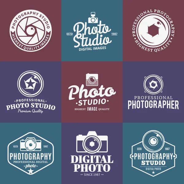 Fotografia Studio logo, etichette, icone ed elementi di design — Vettoriale Stock