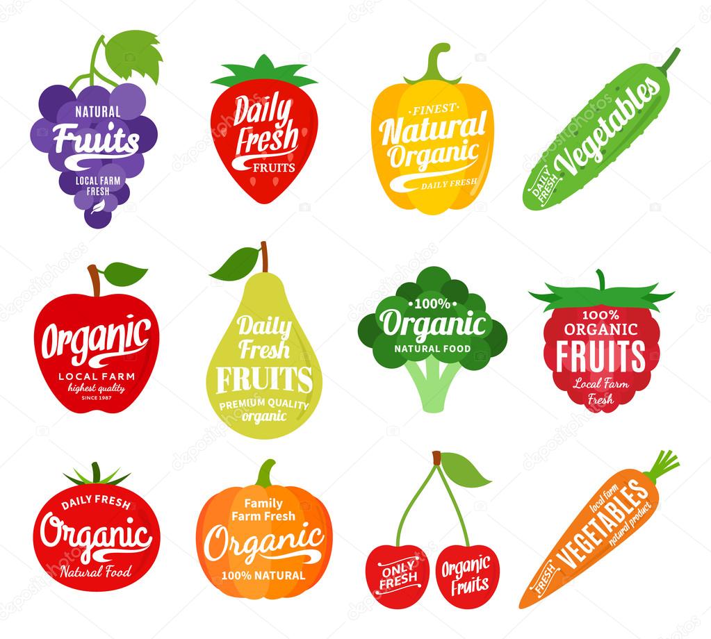 Fruits And Vegetables Logo Fruits And Vegetables Icons And Desi Stock Vector C Counterfeit