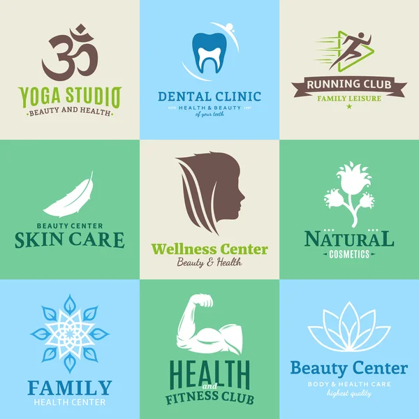 Ensemble de logo vectoriel beauté et santé, icônes et éléments de design — Image vectorielle