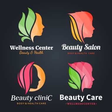 Güzellik Salonu Logo, simgeler ve tasarım öğeleri