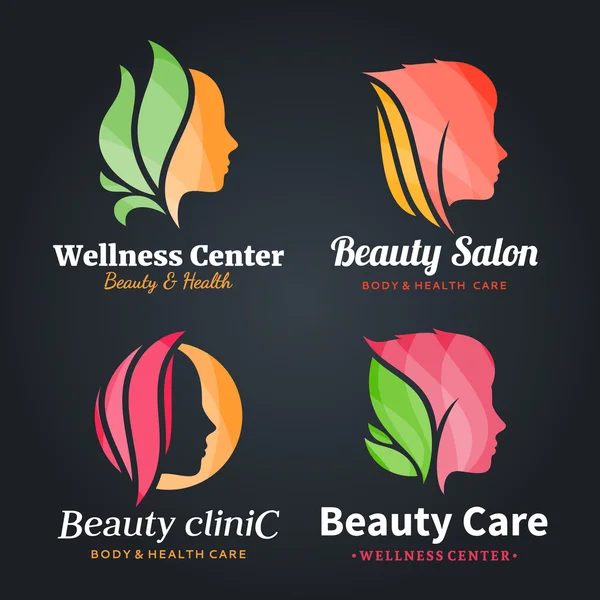 Logo del salón de belleza, iconos y elementos de diseño — Vector de stock