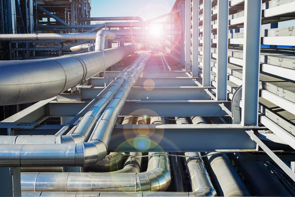 Abstract View Set Pipelines Running Liquefied Gas Production Plant — Stock Photo, Image