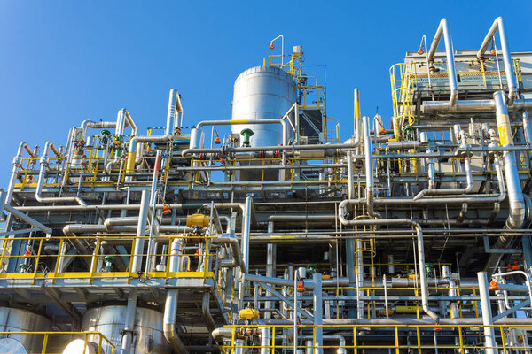 View of the liquefied gas production plant. Technological equipment