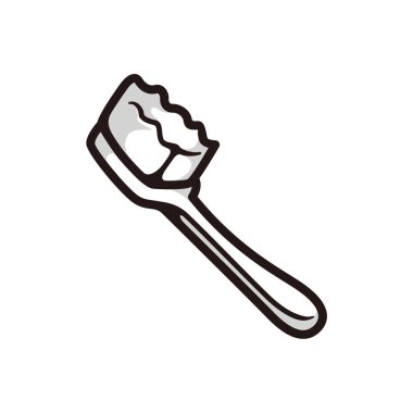 Bir diş fırçasının sembolü, siyah çizgi sanat tarzı ve gölge ayrıntıları.