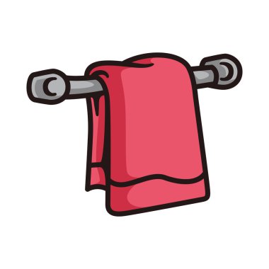 Asılı havlunun sembolü, kırmızı renkli siyah çizgili sanat tarzı ve gölge detayları..